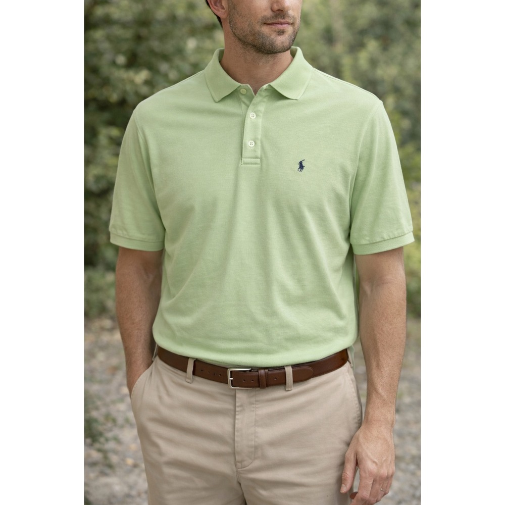 Polo Golf Ralph‎ Lauren Polo Shirt 2XL Green Stretch Blue Pony Casual Mens